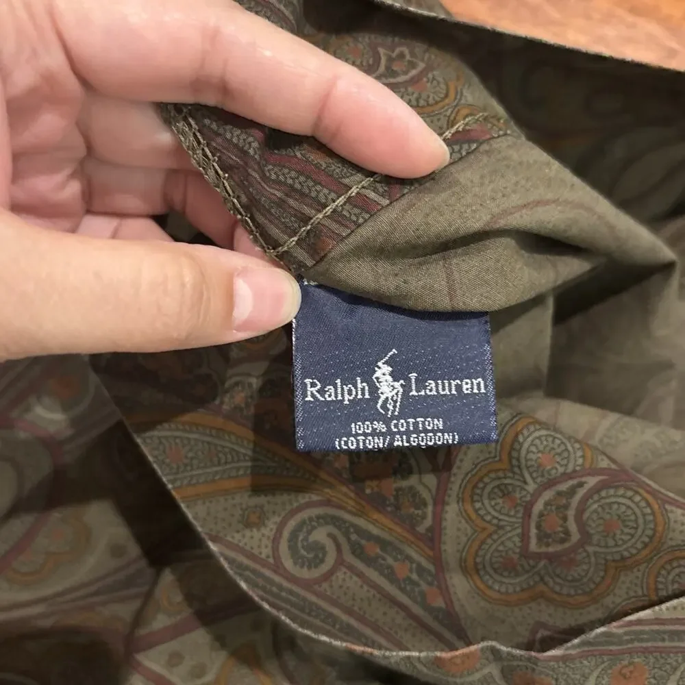 Ralph Lauren Brianna Abstract Paisley Twin Sheet Set Flat Fitted Pillowcase 3 Pc
